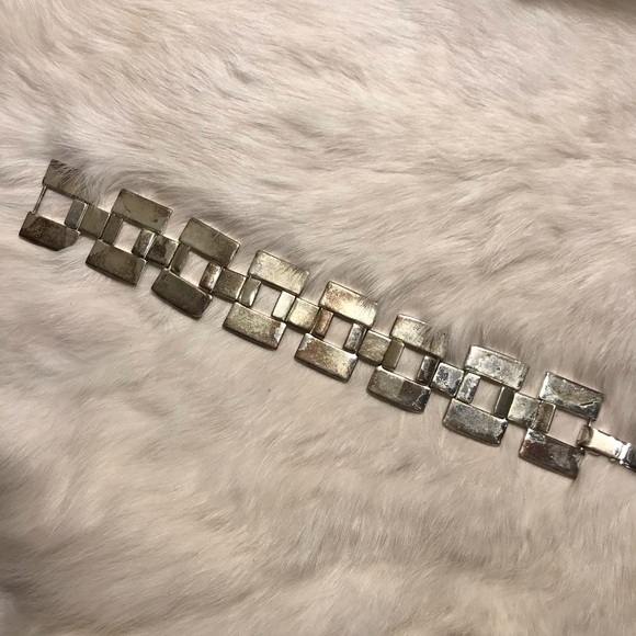 Vintage Chunky Bismarck Chain Silvertone Bracelet - Picture 3 of 5